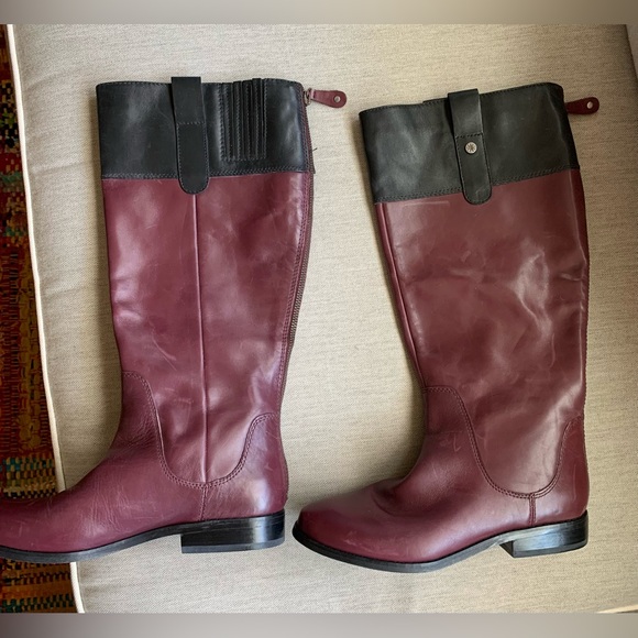 Isaac Mizrahi Shoes - Isaac Mizrahi Burgundy and Black Leather Boots
